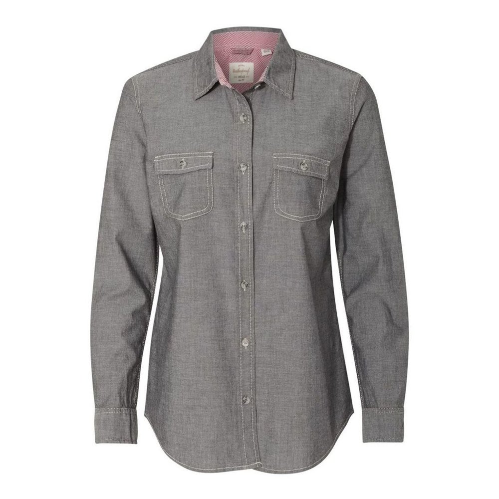 NWT Womens Size Small Weatherproof Black Chambray Button Front Long Sleeve Shirt